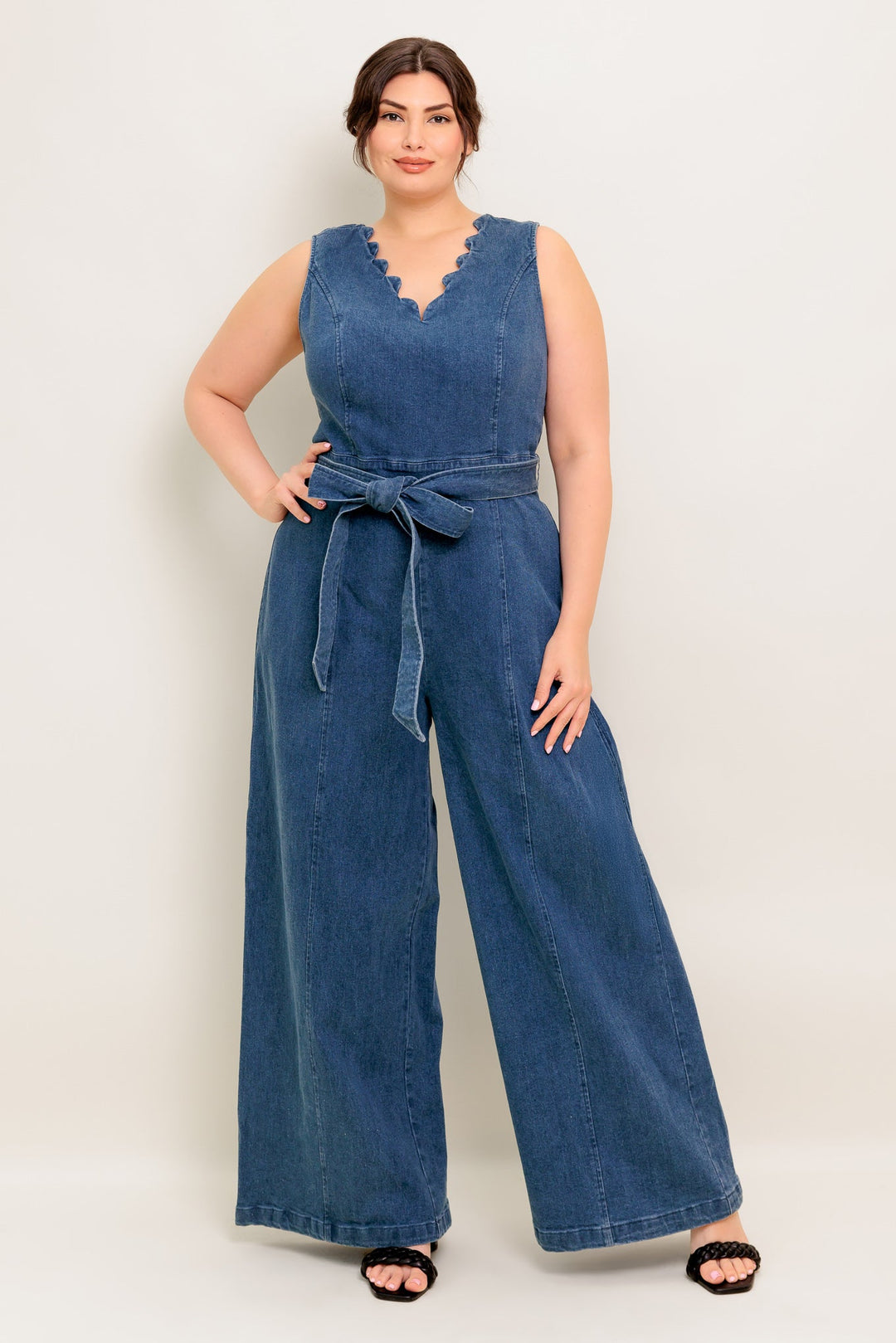 WHERE THE NIGHT MEDIUM INDIGO DENIM JUMPSUIT