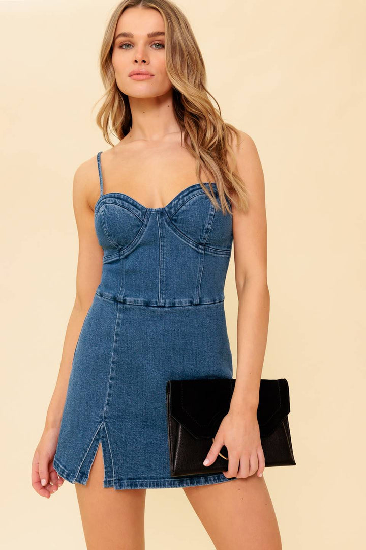 THE WAY TO LOVE DENIM SKORT ROMPER
