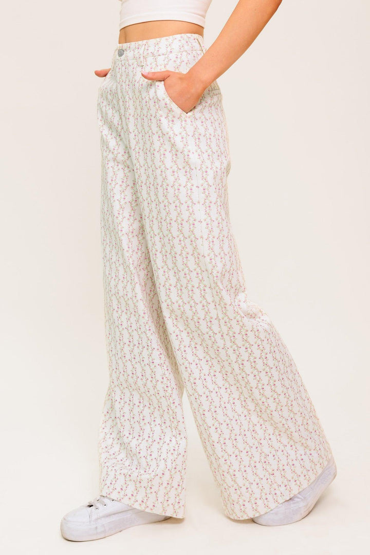 CITRUS FLOW IVORY WOVEN PANTS