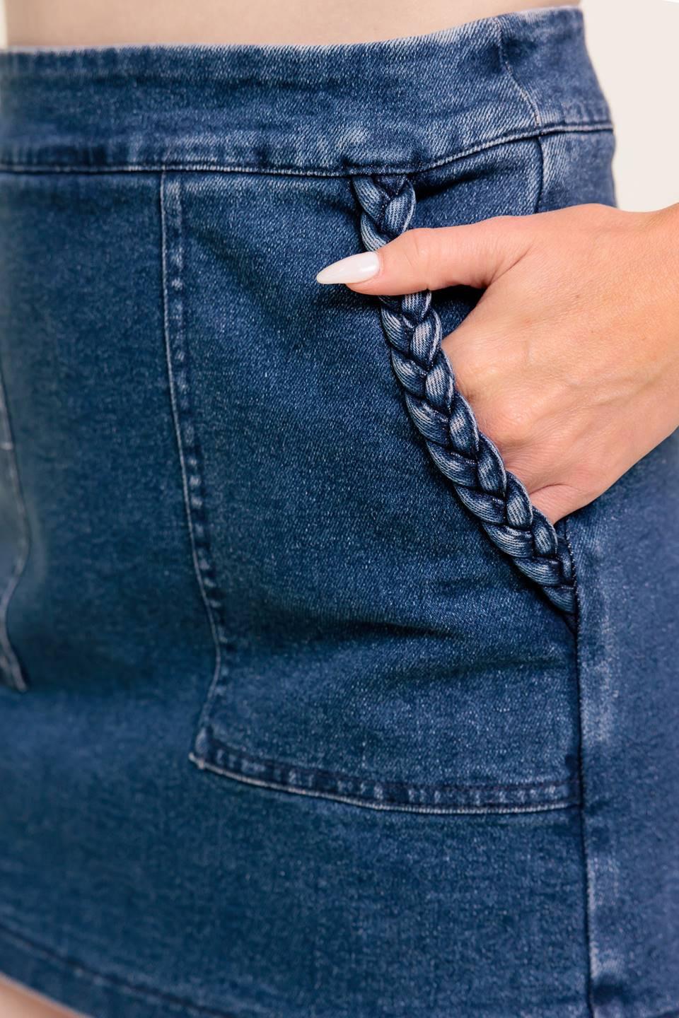 MOONLIGHT EMBRACE  MEDIUM INDIGO DENIM SKORT