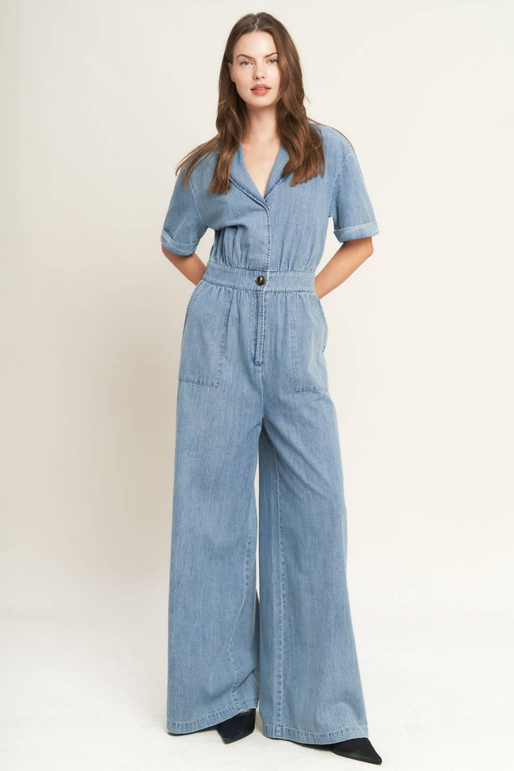QUIET LUXURY LIGHTWEIGHT DENIM JUMPSUIT