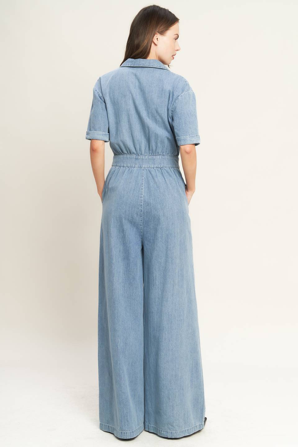 QUIET LUXURY LIGHTWEIGHT DENIM JUMPSUIT