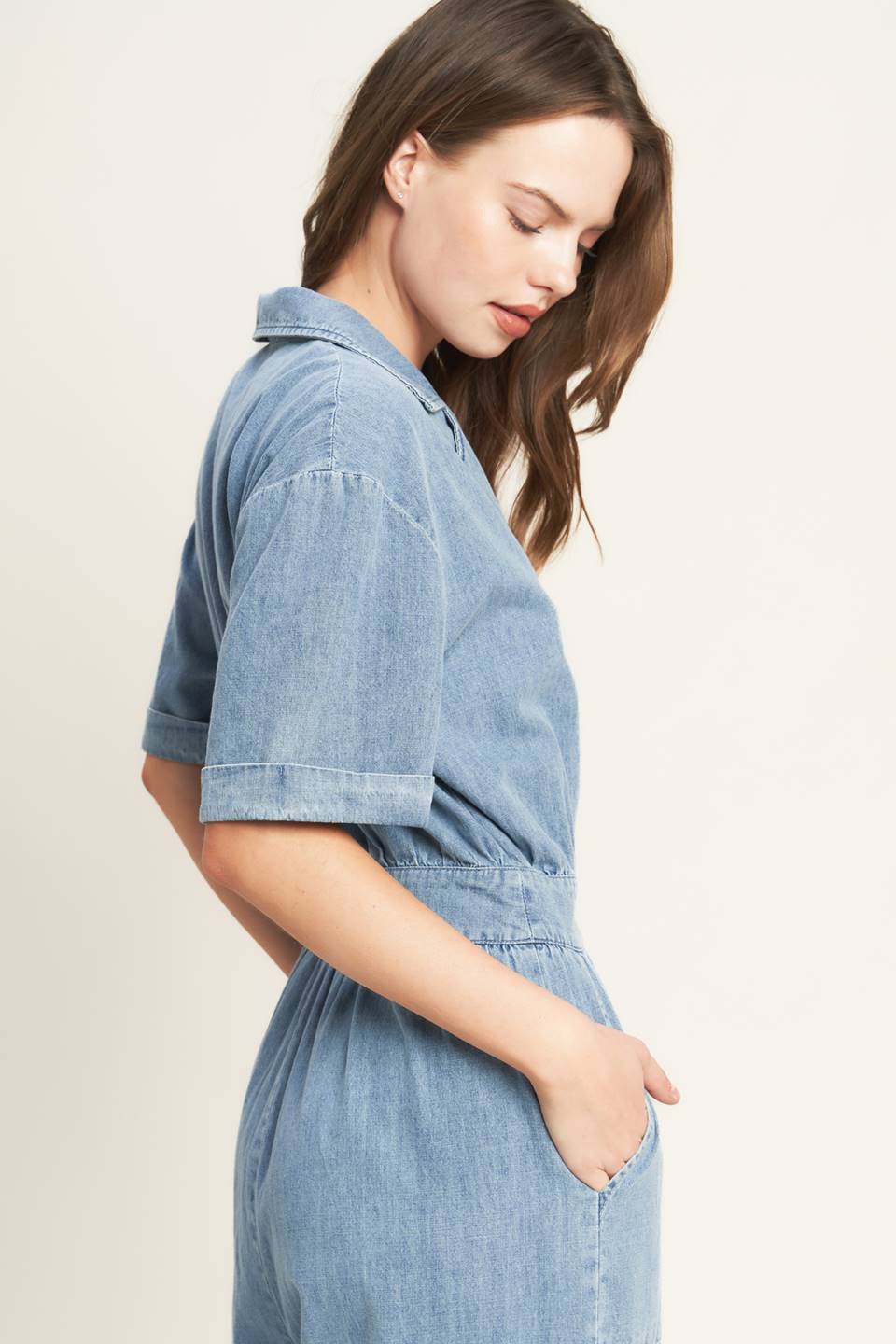 QUIET LUXURY LIGHTWEIGHT DENIM JUMPSUIT