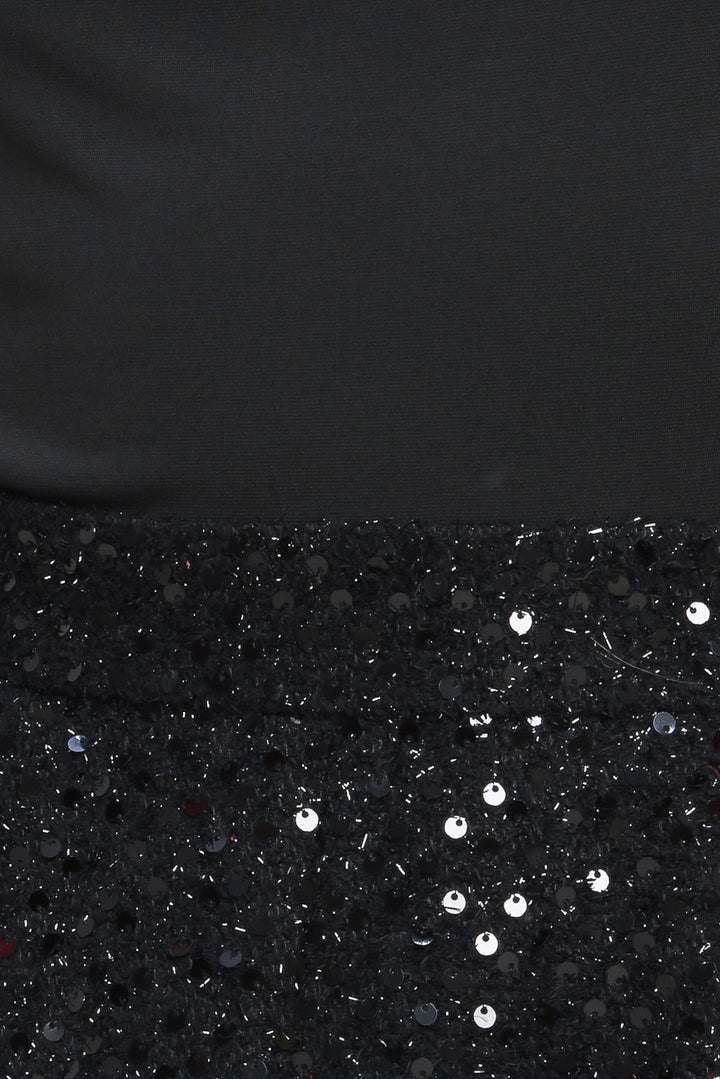 TWINKLE CHIC BLACK TOP AND SEQUIN SHORT ROMPER