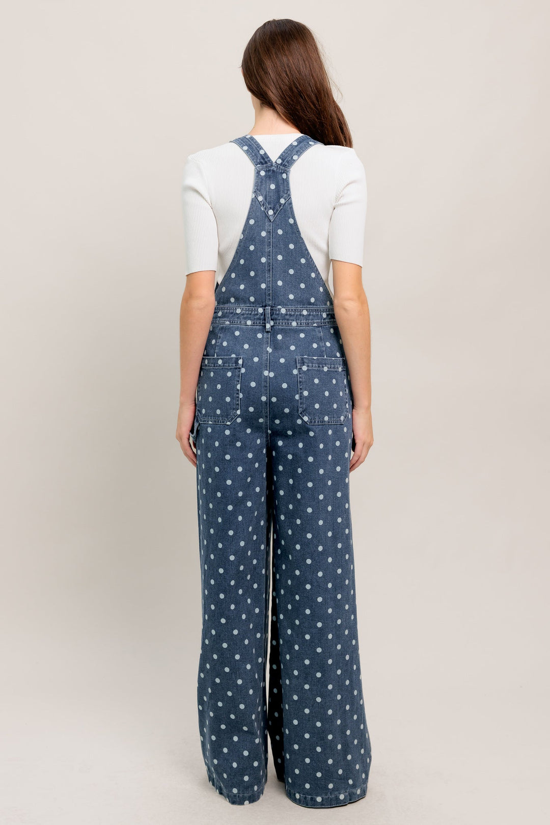 EVERYDAY POLKA OVERALL DENIM JUMPSUIT