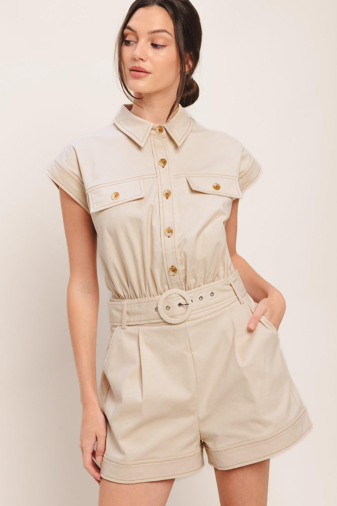 EVERYDAY UTILITY WOVEN ROMPER