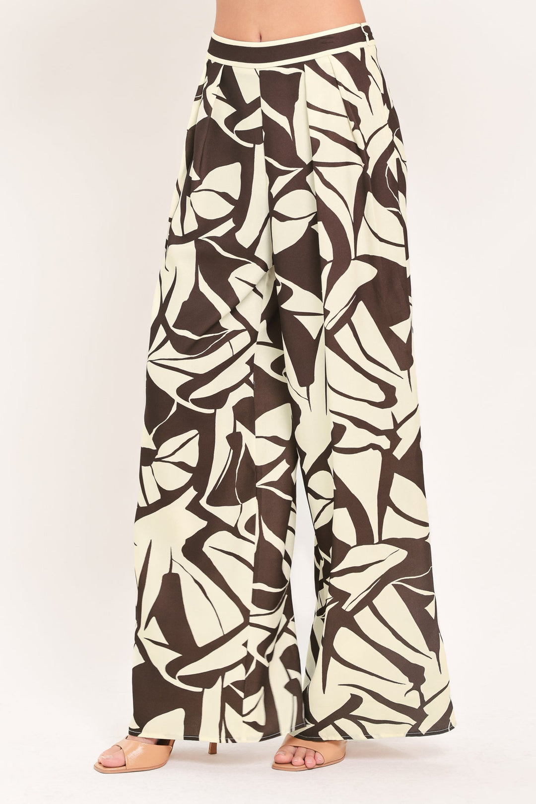 VANILLA VINE MOSAIC WOVEN WIDE LEG PANTS