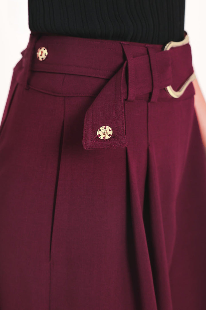 CITY CHIC BUCKLE BELTED CULOTTE PANTS