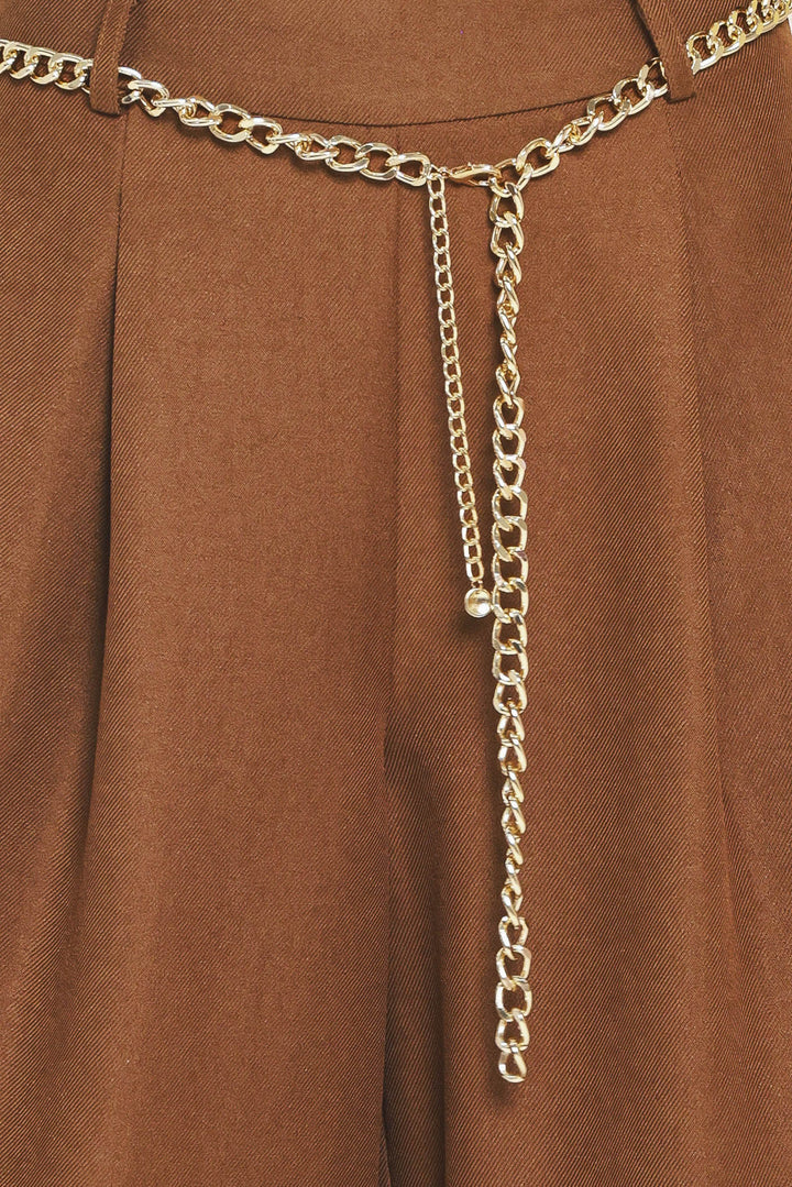UPTOWN MOMENT CHAIN BELTED WIDE LEG PANTS