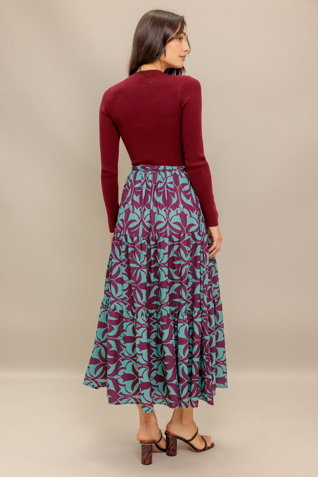 SANGRIA BLOOM WOVEN MIDI DRESS