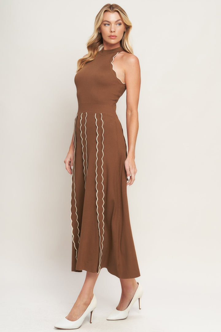 TIME FOR CHEER TERRACOTTA SWEATER MIDI DRESS