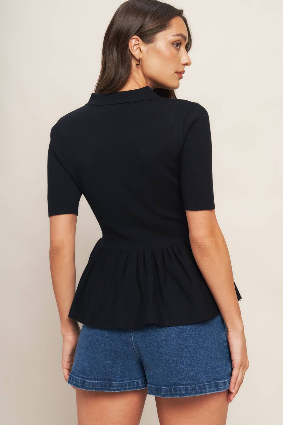 SWEET SERENADE BLACK WOVEN TOP