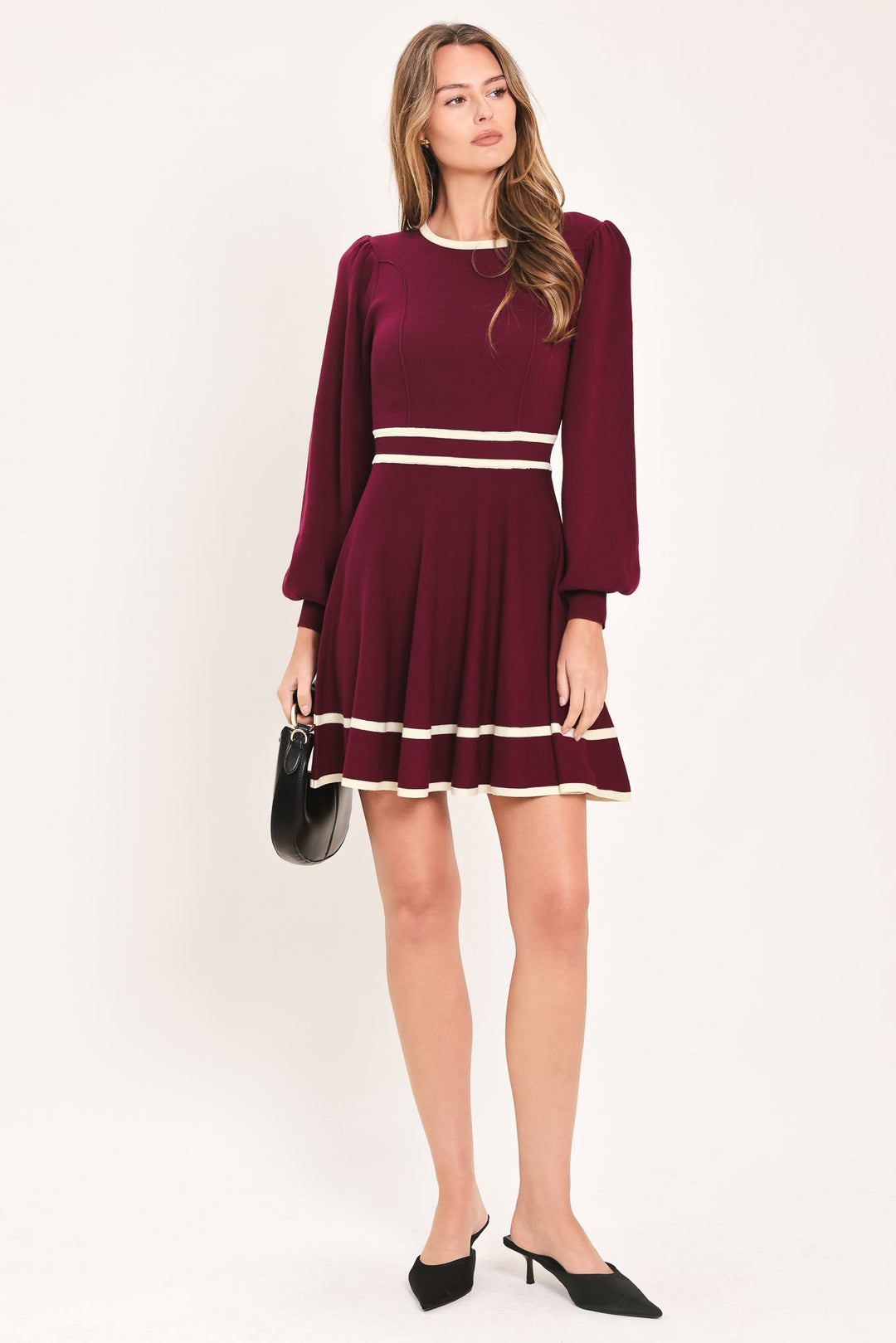 MERLOT IVORY MOMENT SWEATER MINI DRESS