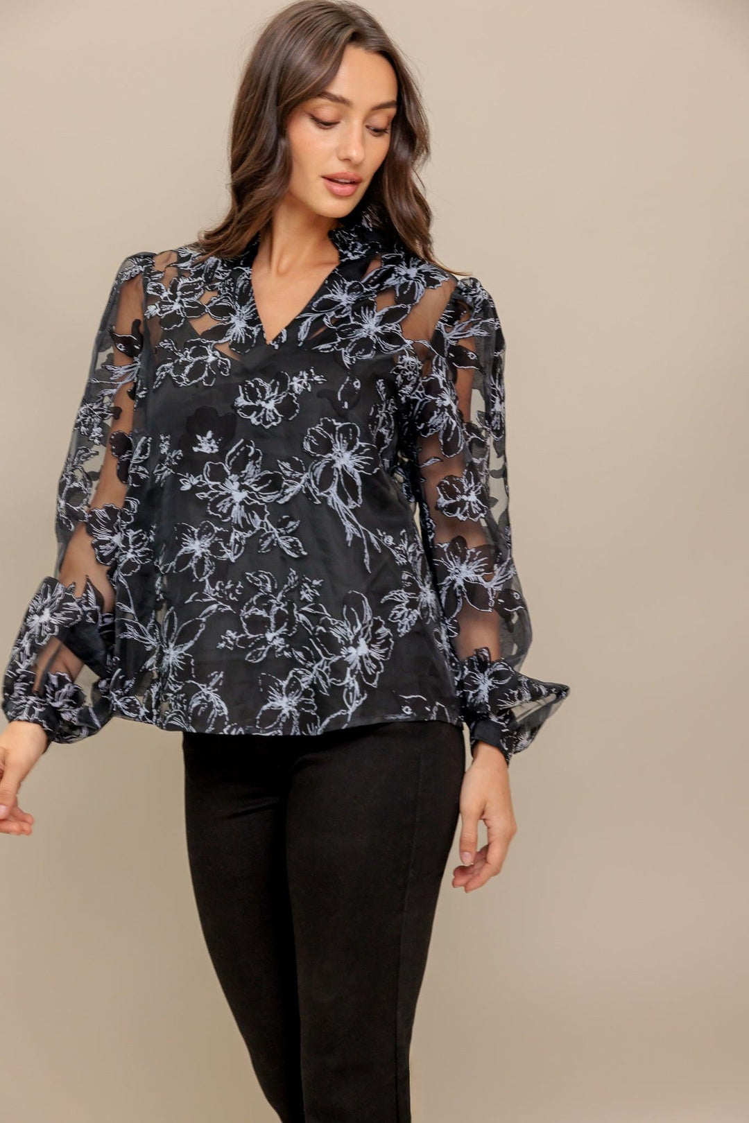 SHARE MY DAY WOVEN ORGANZA TOP