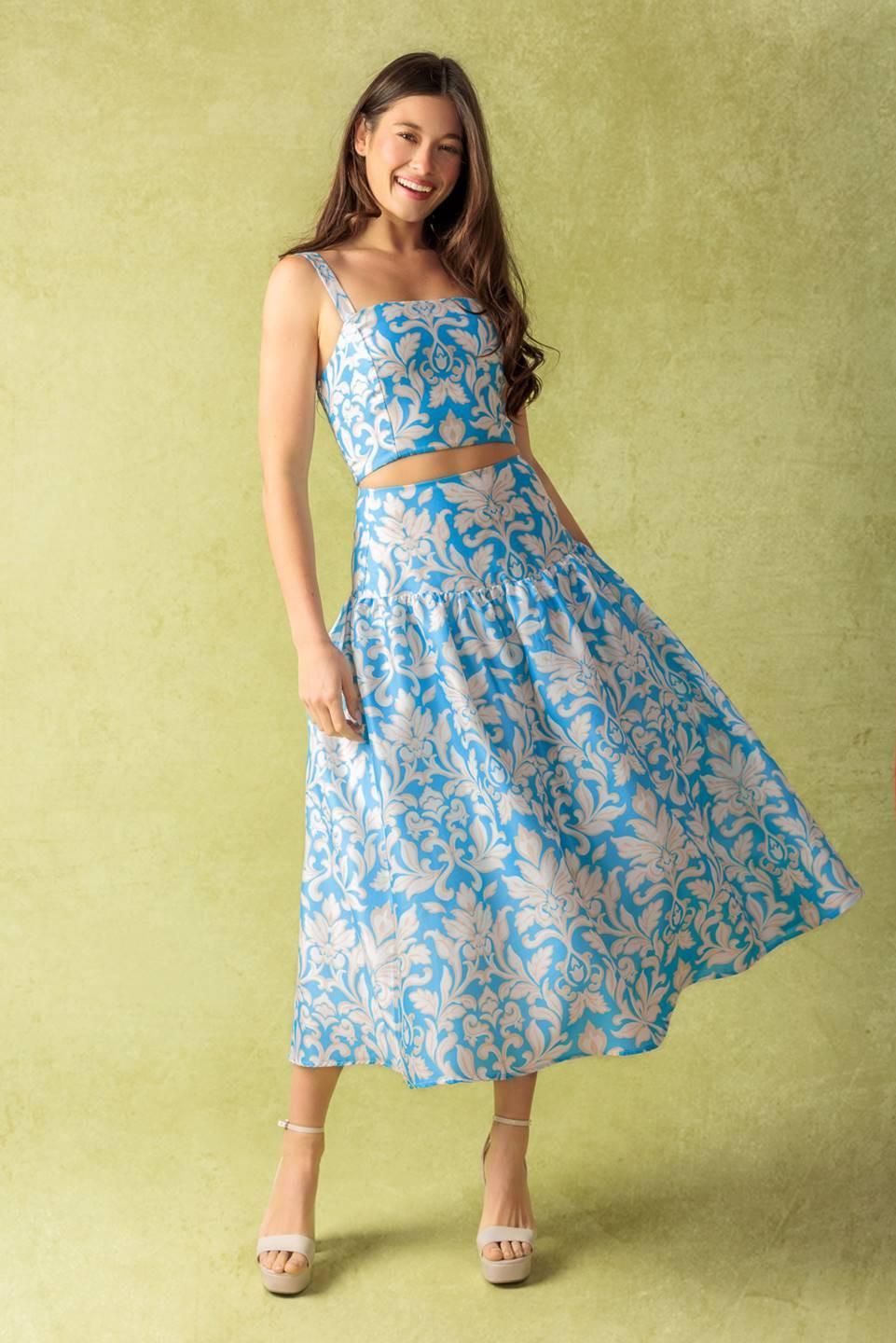 LITTLE MOMENTS WOVEN TOP AND SKIRT SET