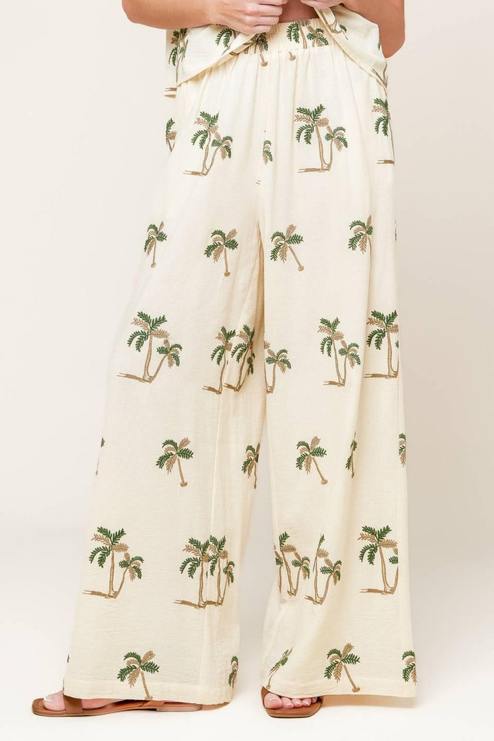TERRIFIC TIMING IVORY WOVEN TOP AND PANT SET