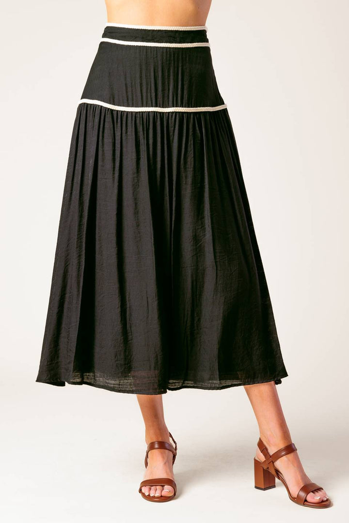 DIVIDE AND CONTOUR WOVEN TOP AND SKIRT SET