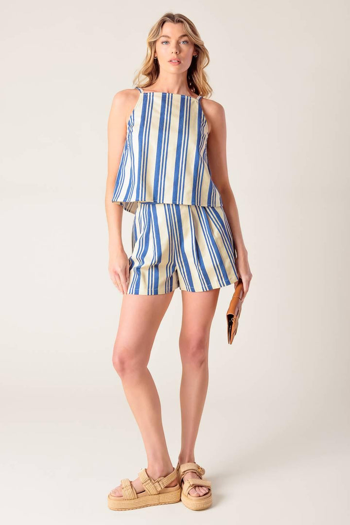 AROUND THE WORLD WOVEN TOP AND SHORT SET