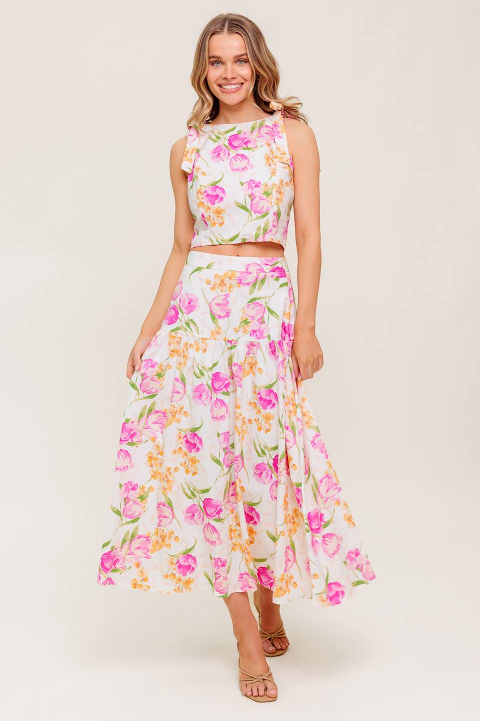 BOTANICAL BLISS WOVEN TOP AND SKIRT SET