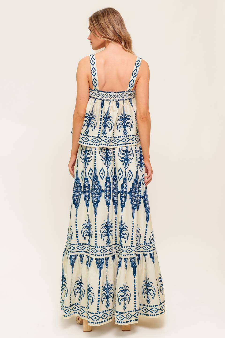 FLORAL RHYTHM WOVEN TOP AND SKIRT SET