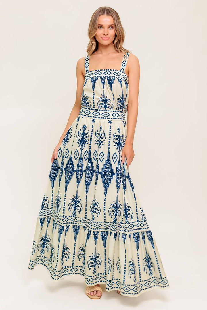 FLORAL RHYTHM WOVEN TOP AND SKIRT SET