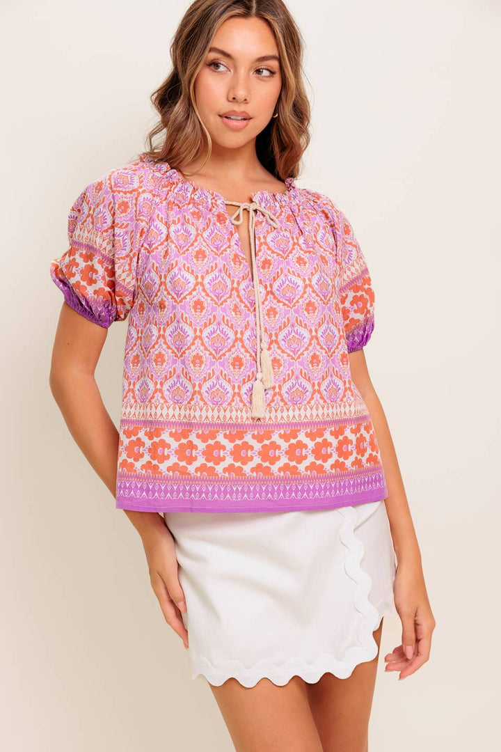 WHISPERING LAVENDER WOVEN TOP