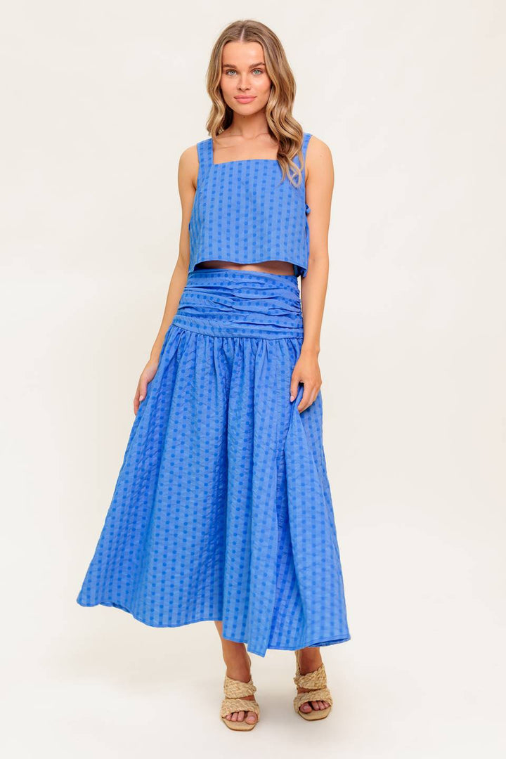 URBAN AFFAIR BLUE TOP AND SKIRT SET