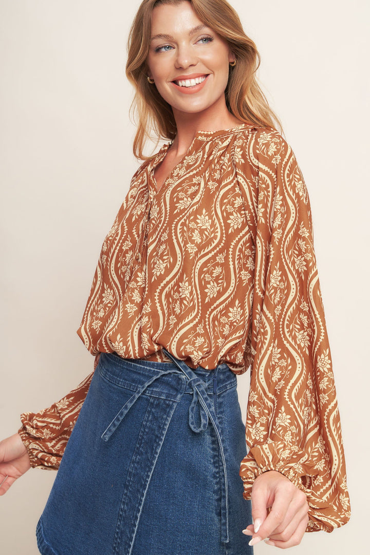 ANGELIC SWEETIE BROWN WOVEN TOP