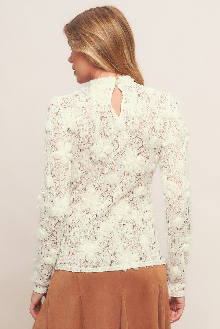 ROMANTIC SHEER FLORAL SWEATER TOP