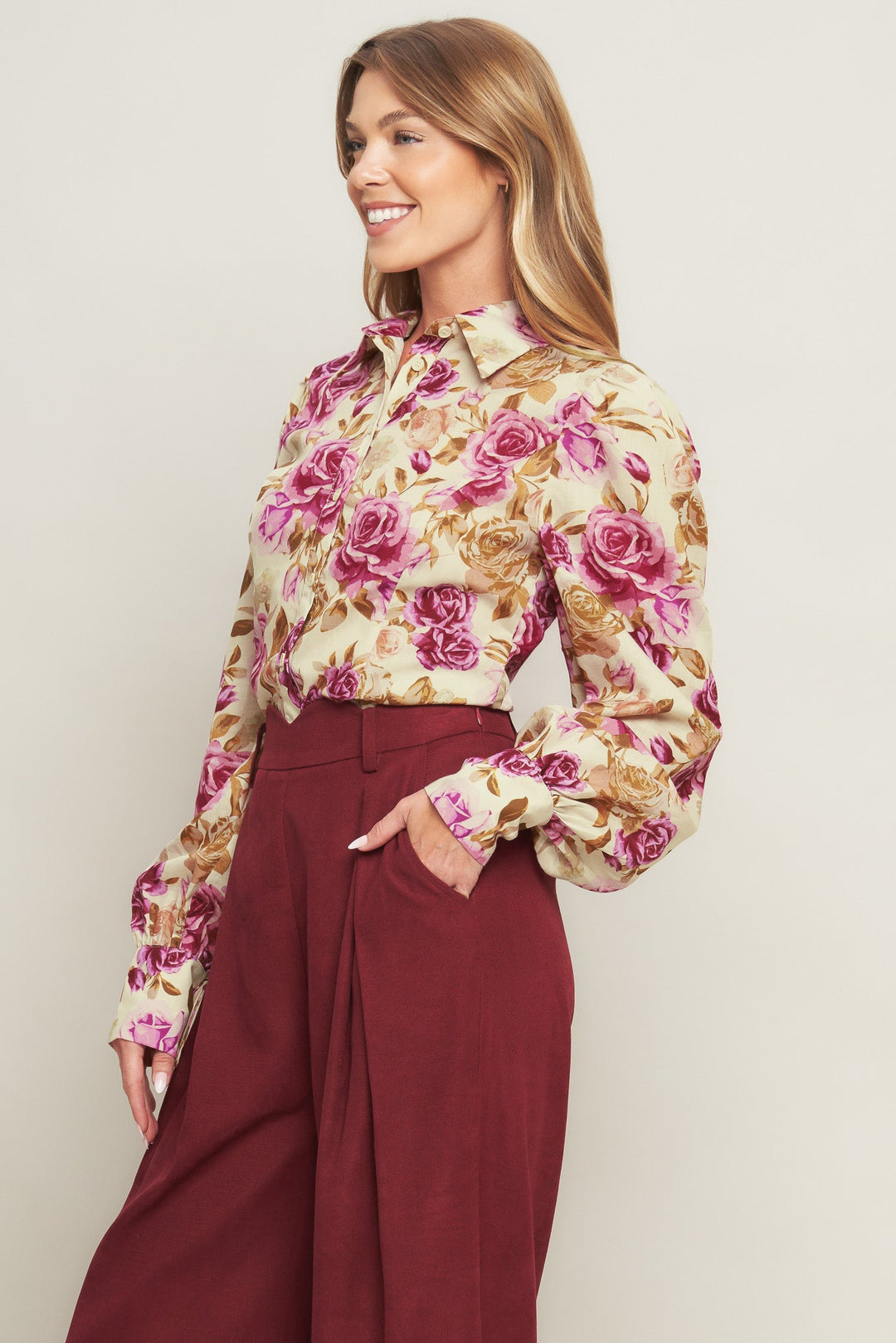 PARISIAN ROSE DREAM WOVEN TOP