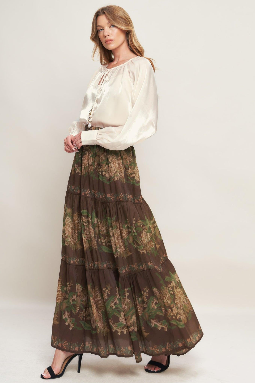 ETERNAL PEARL CHARM WOVEN PEASANT TOP