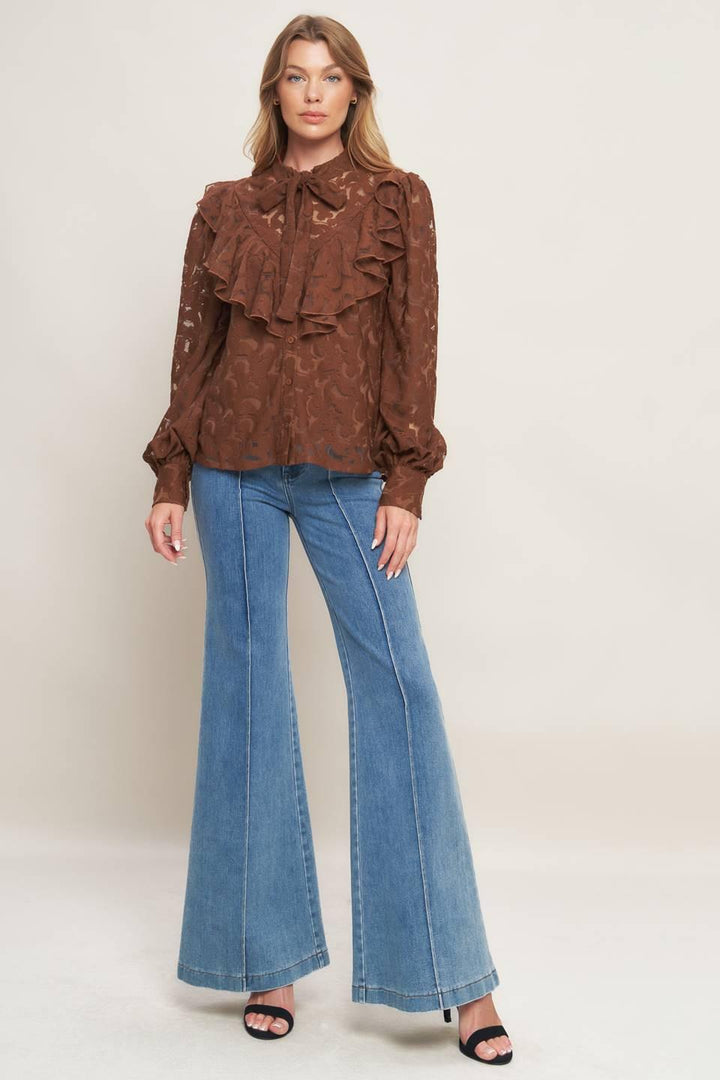 ROMANTIC SHADE WOVEN LACE TOP