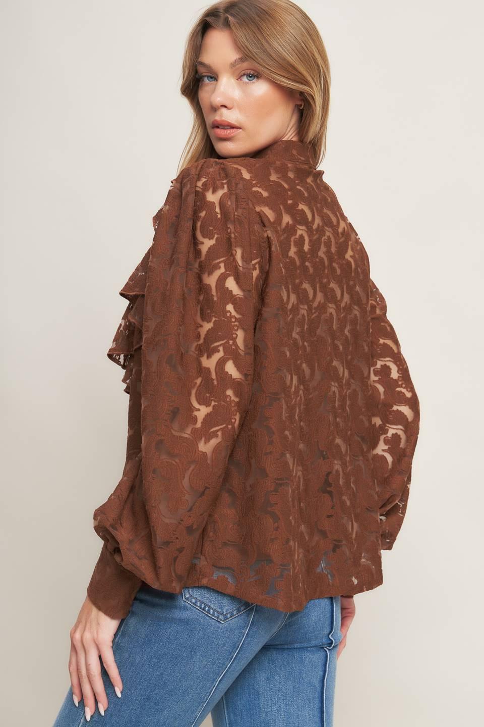 ROMANTIC SHADE WOVEN LACE TOP