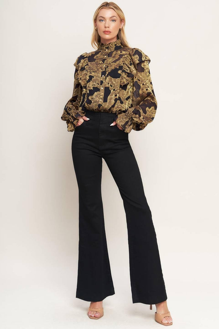SHADOW GLINT WOVEN TOP
