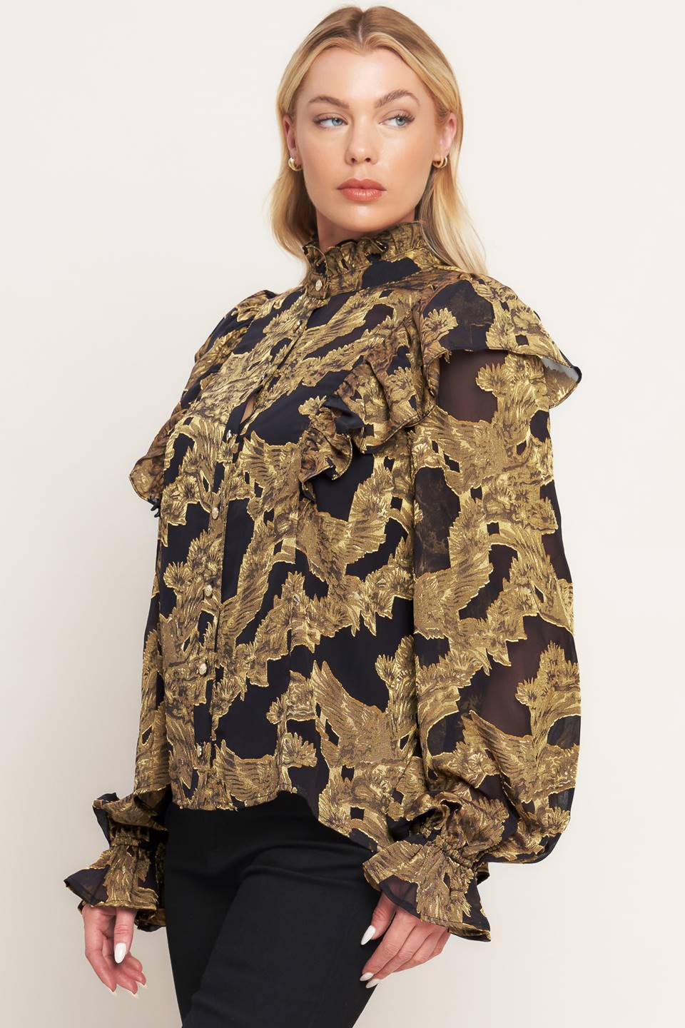 SHADOW GLINT WOVEN TOP