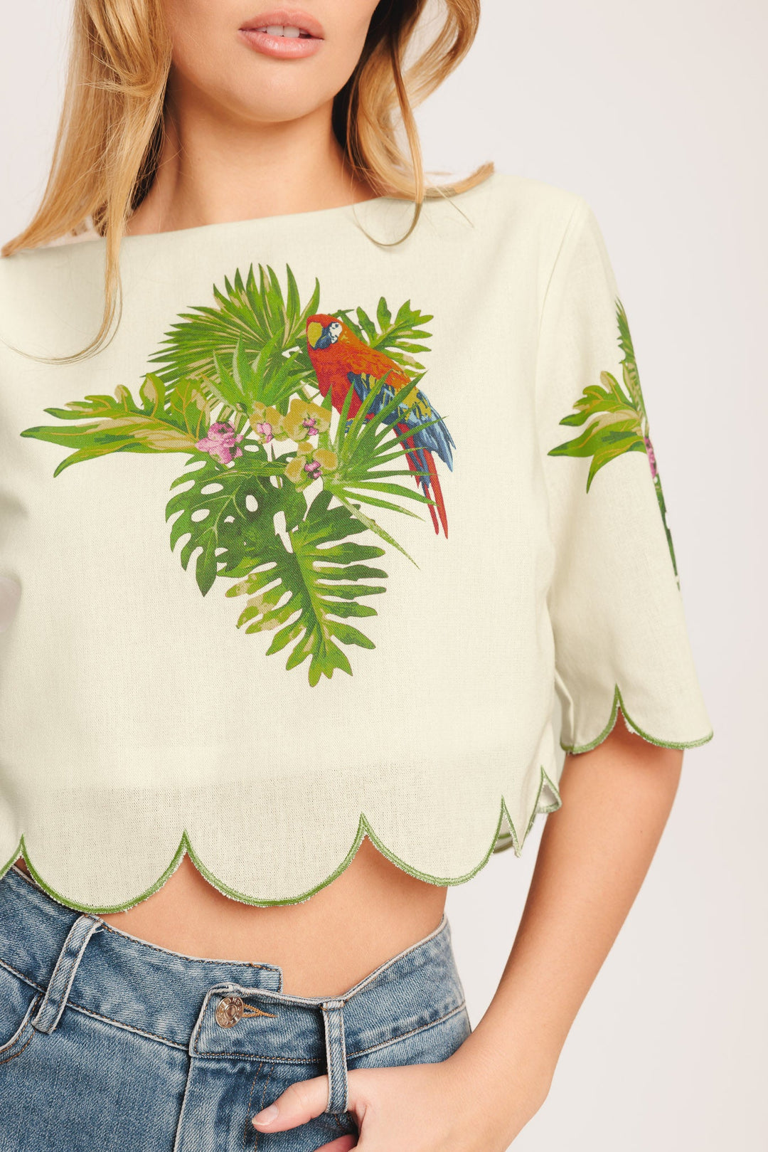 ISLAND ELEGANCE WOVEN CROP TOP