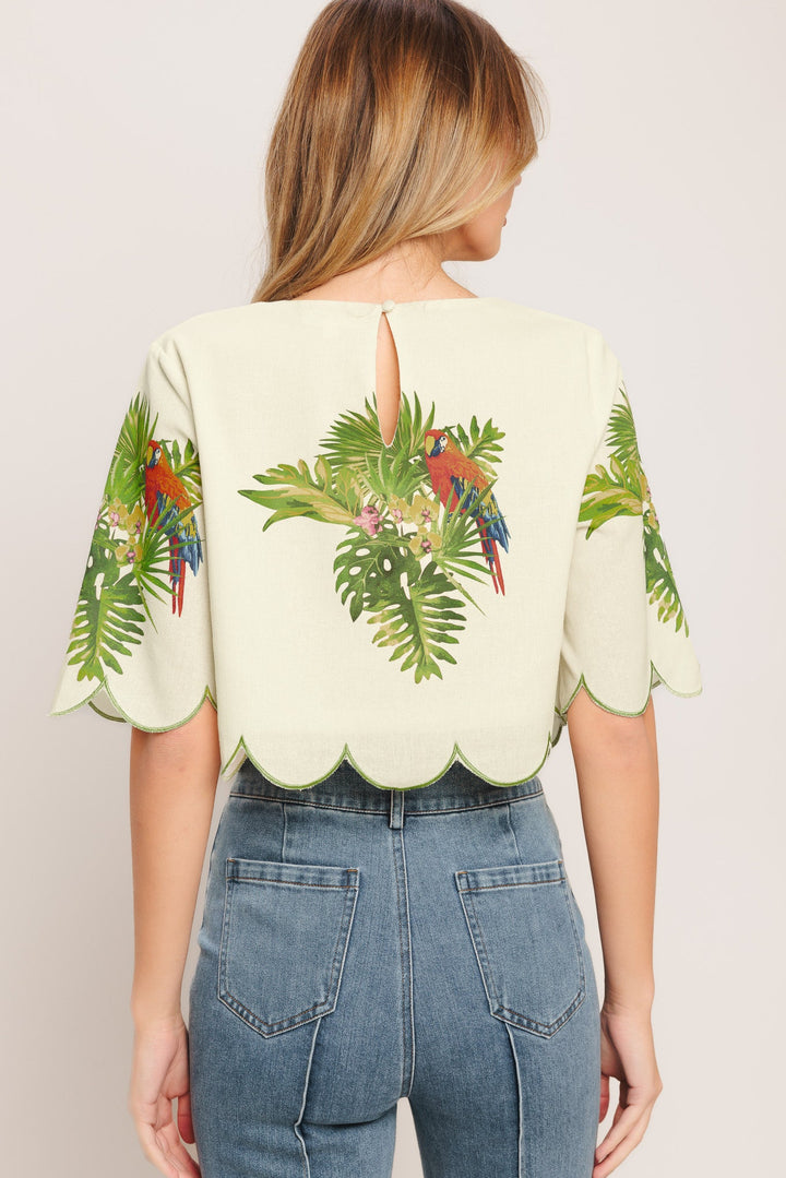 ISLAND ELEGANCE WOVEN CROP TOP