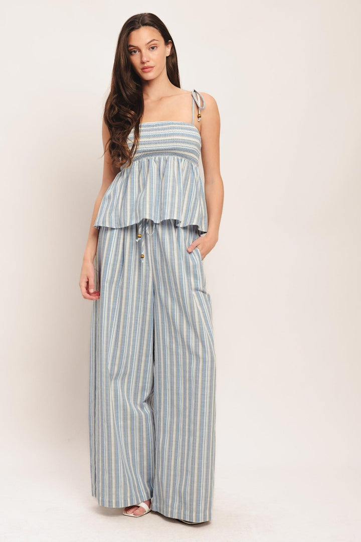COASTAL DAY STRIP WOVEN TOP
