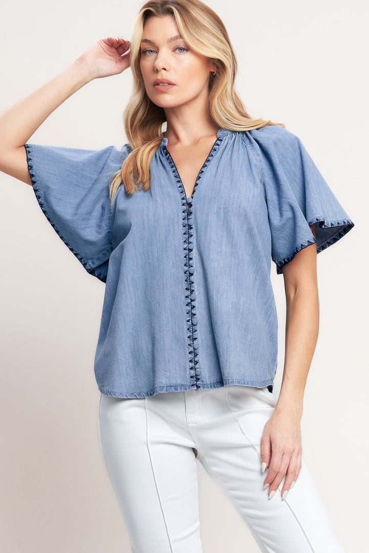 WEEKEND WANDERER WOVEN TOP