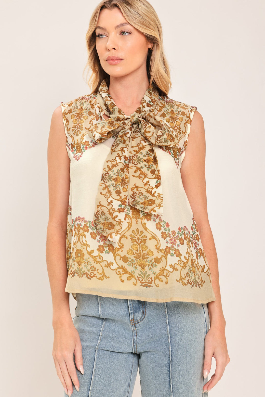 GILDED SCROLL PRINT TOP