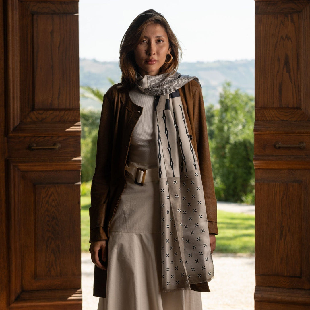 Atri - Long Silk Scarf - Sand