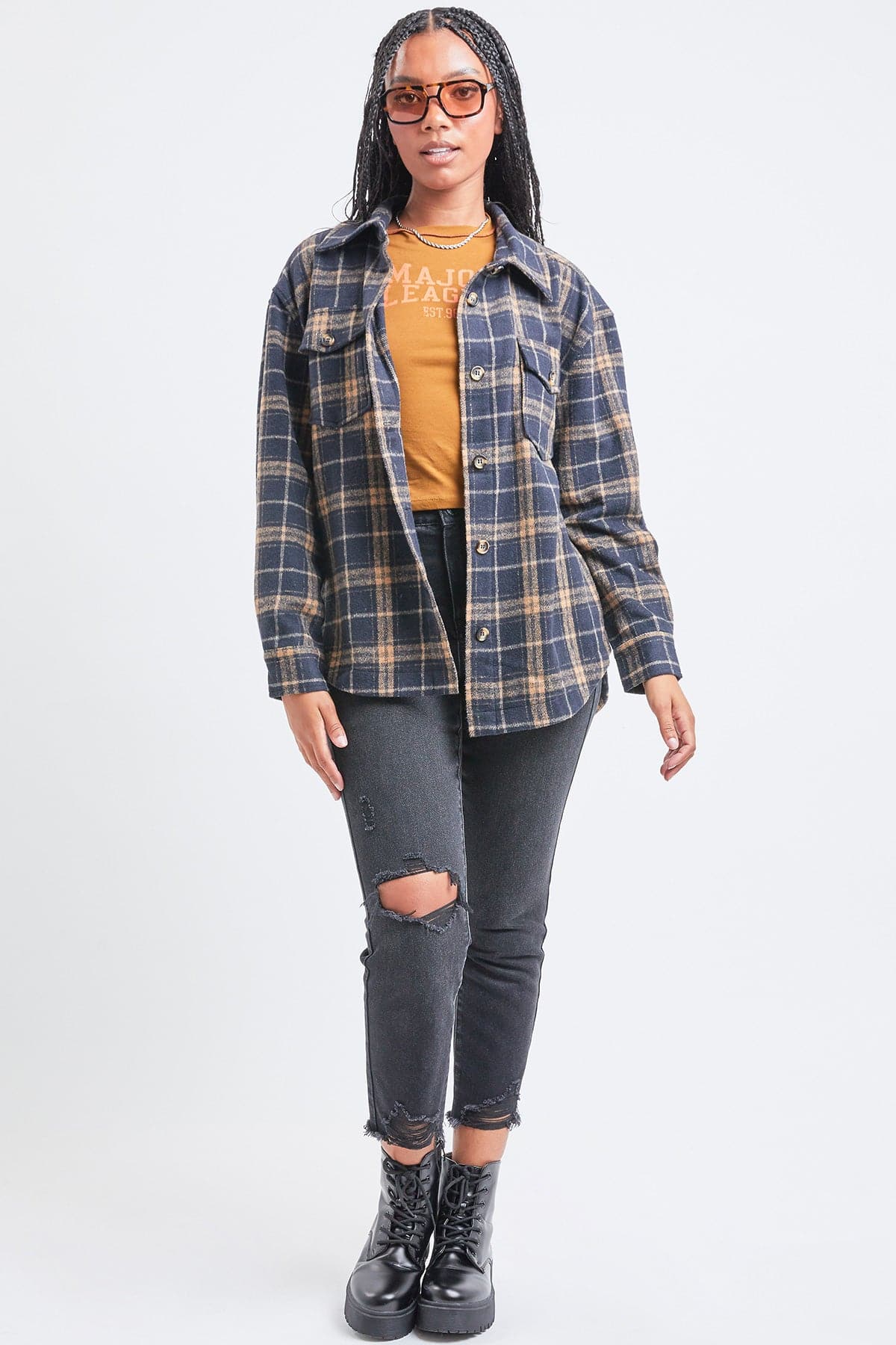 Women's Oversized Plaid Flannel Shacket