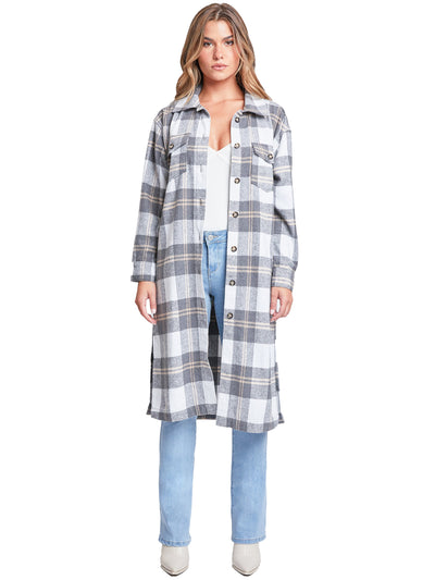 Women's Plaid Shacket Long Duster