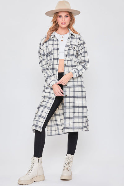 Women's Plaid Shacket Long Duster