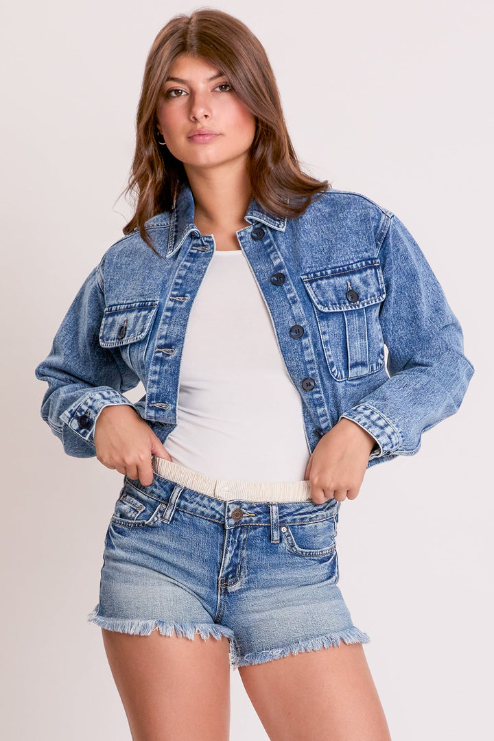Women's Cropped Trucker Denim Jacket