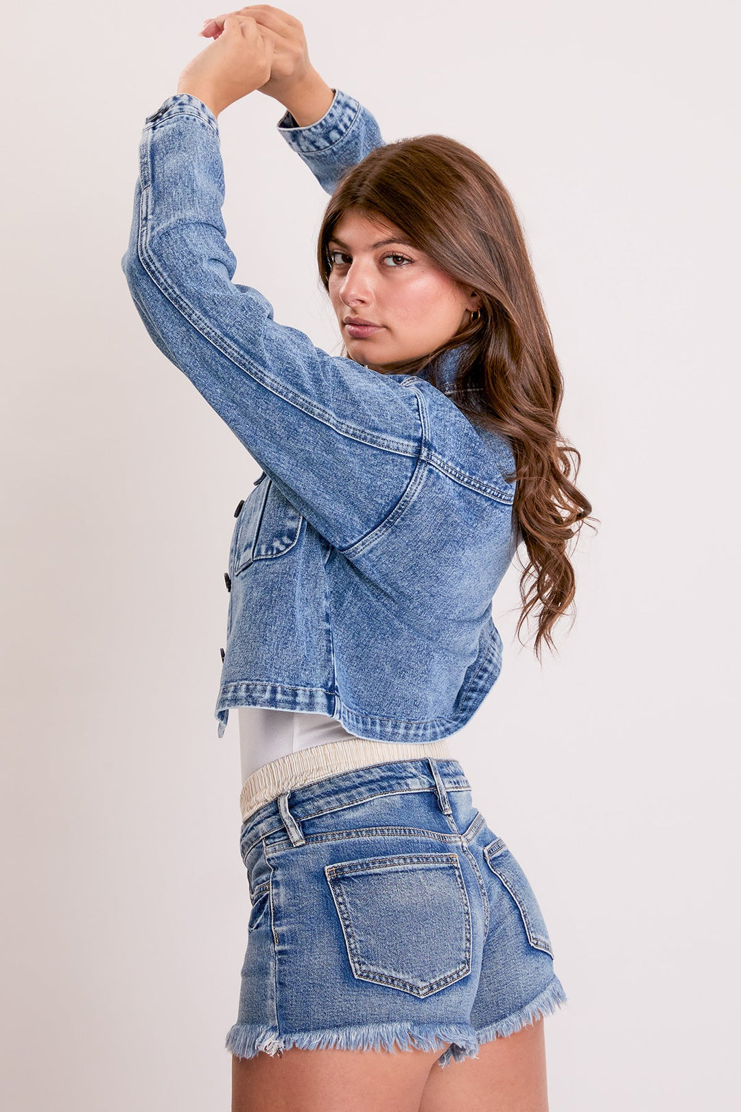 Women's Cropped Trucker Denim Jacket