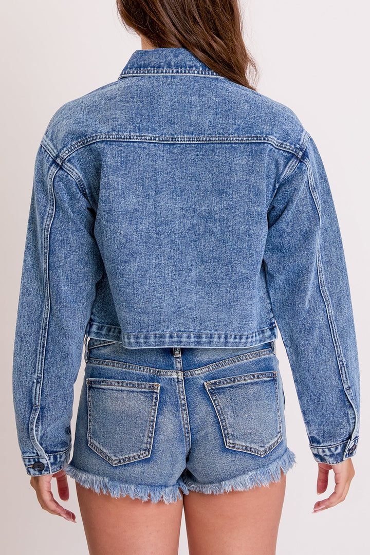 Women's Cropped Trucker Denim Jacket