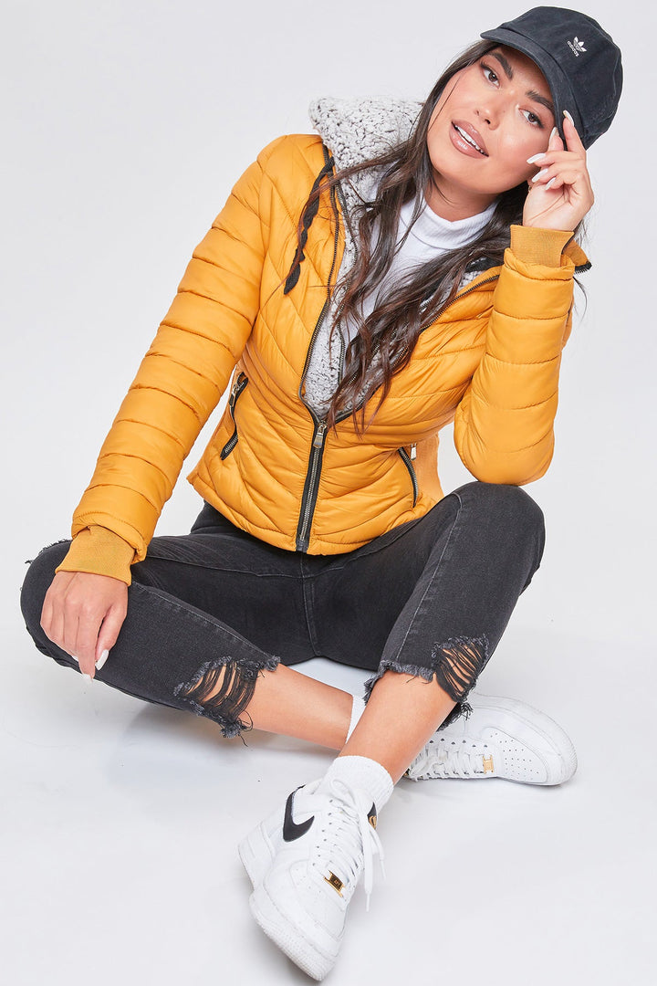 Puffer Jacket With Sherpa Fur Hoodie