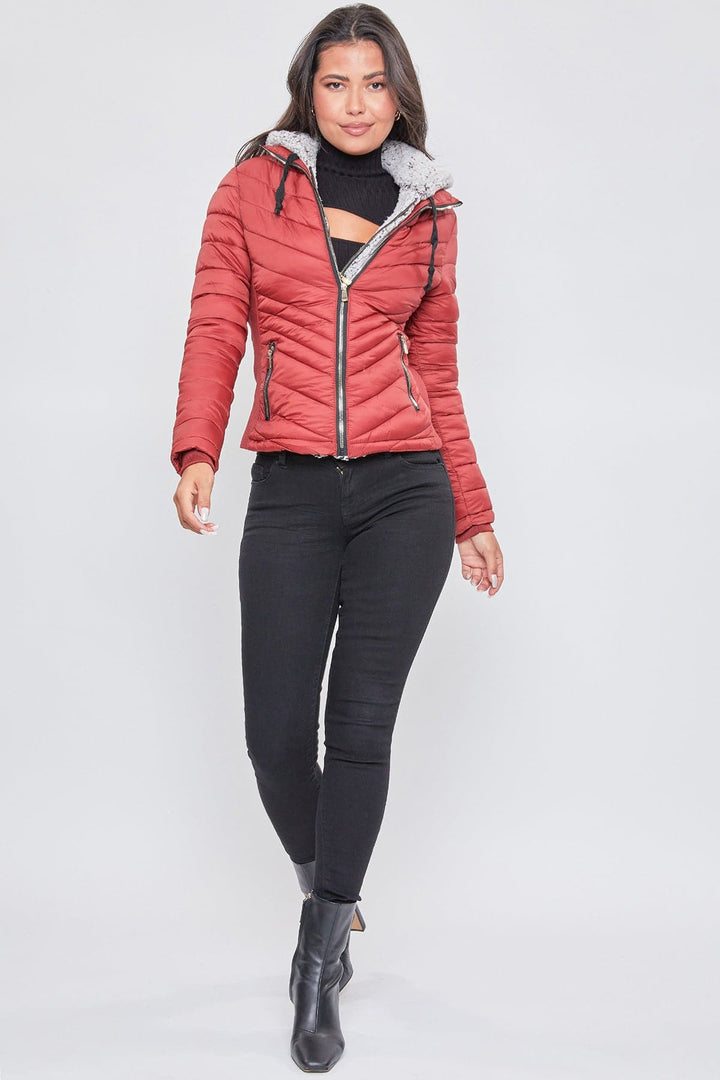 Puffer Jacket With Sherpa Fur Hoodie