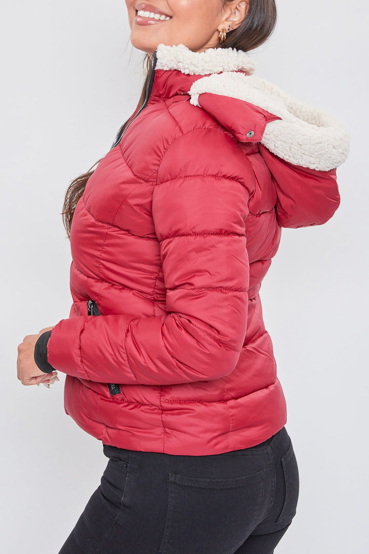 Jacket Puffer With Sherpa Fur Hoodie